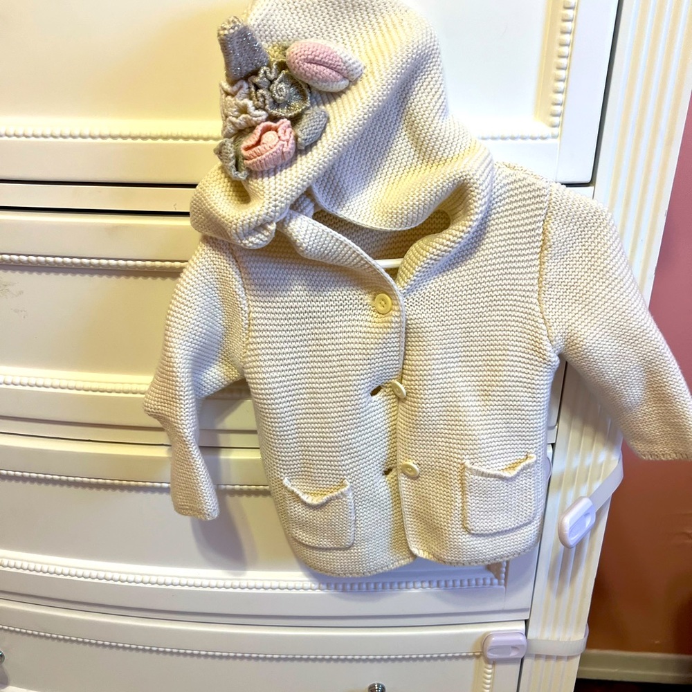 Baby gap sweater. Button up. Unicorn hood